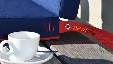 heatme heated cushion on a patio